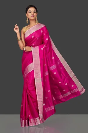 90J790 Pink Uppada Silk Saree with Zari Buta and Border