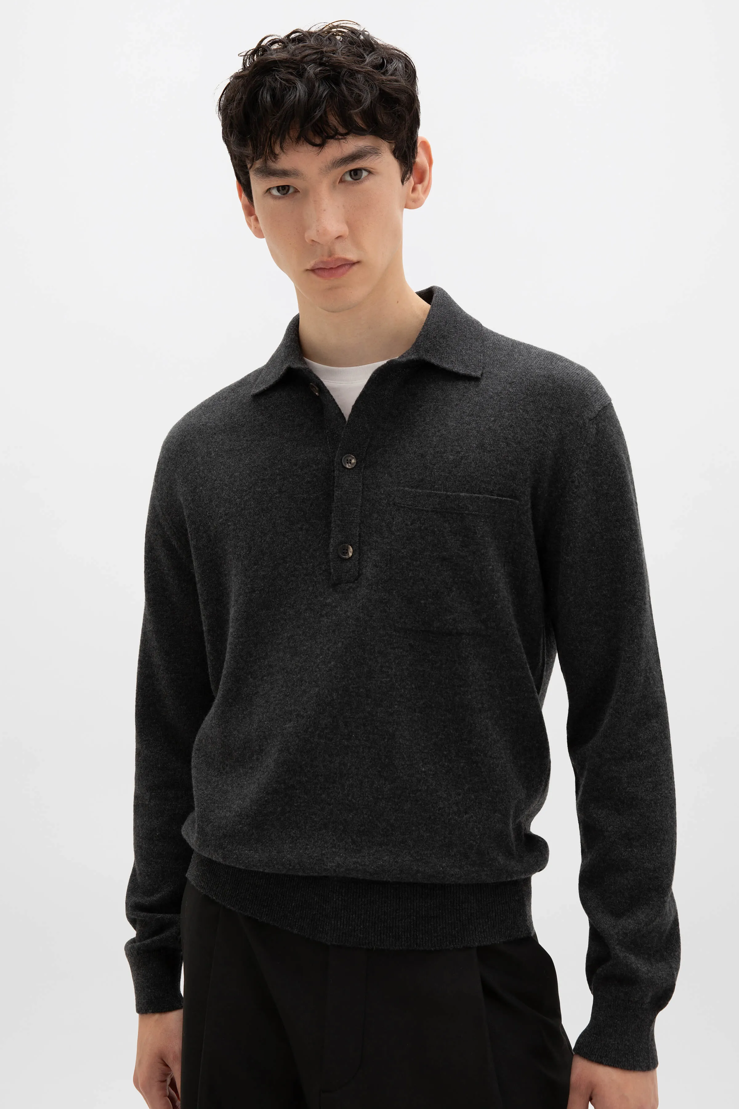 Cashmere Long Sleeve Poloshirt