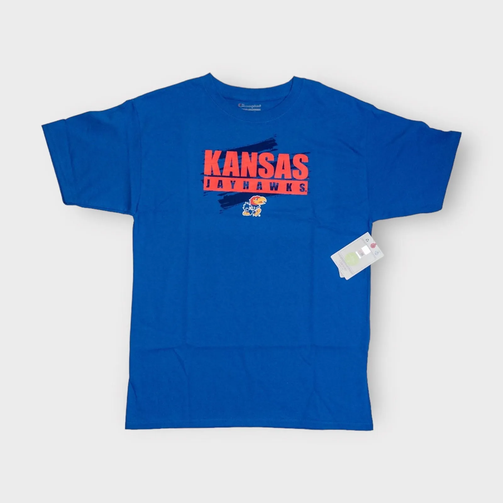 Champion Kansas Jayhawks T-Shirt | YXL (14-16) Youth | Royal Blue Graphic | NWT