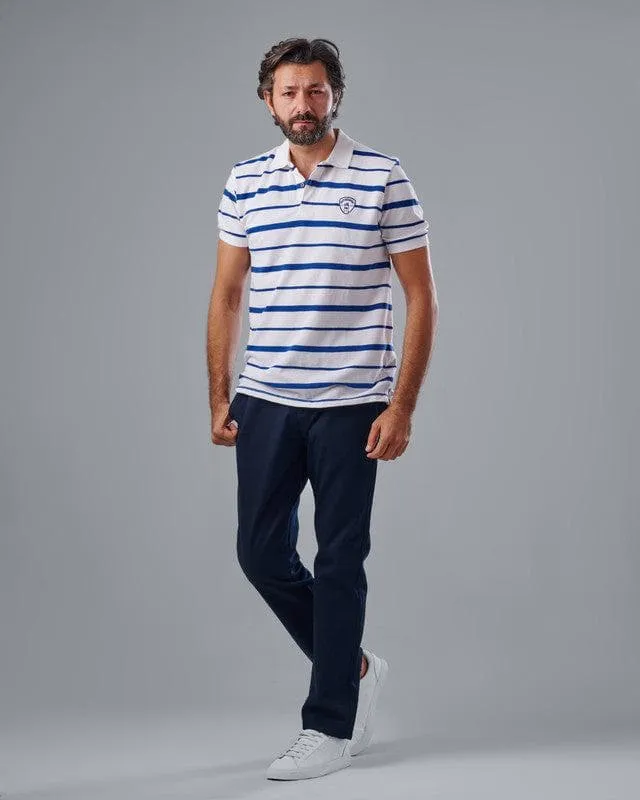 Classic Striped Polo Shirt - WHITE