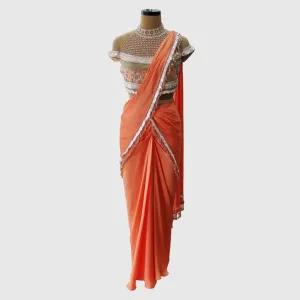 Coral Pre-Draped Saree Set