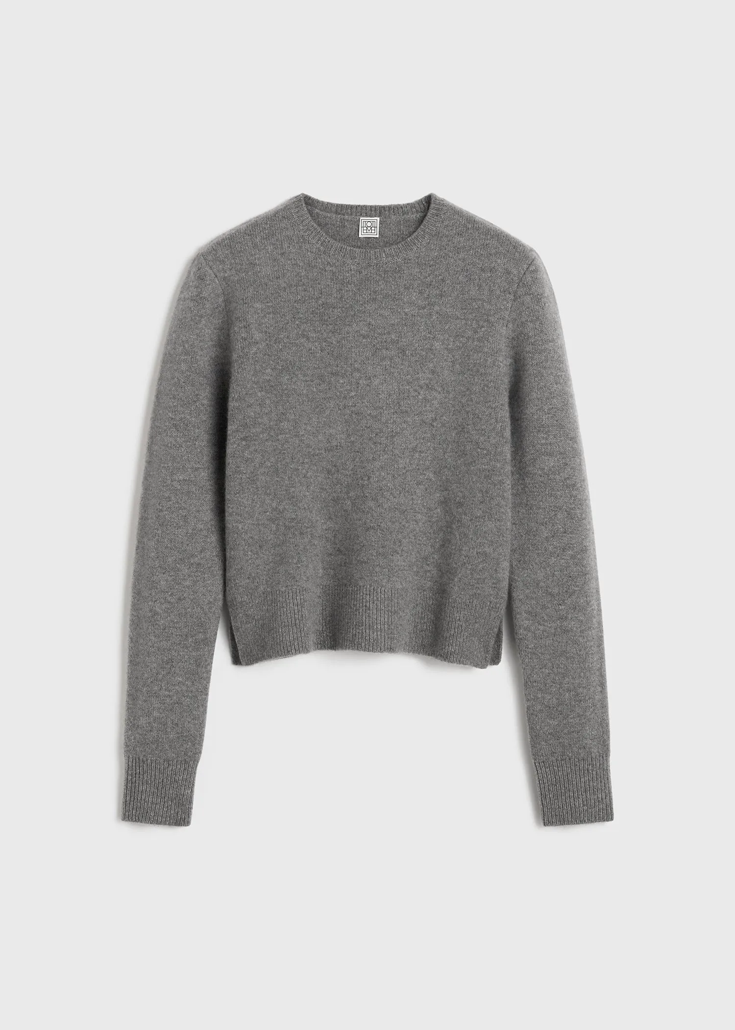 Cropped crew-neck knit grey melange