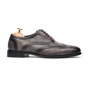 Delmor - Men's Burnished Gray Calf Leather Oxford Shoe