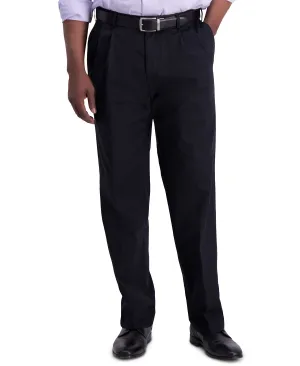 Haggar Men's Premium Regular Fit Pleated Pants Khaki Iron Free ,  black