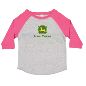 John Deere Kid's Pink And Grey Shirt