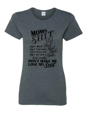 Jr T Shirt - Mom's Shit List - Grey