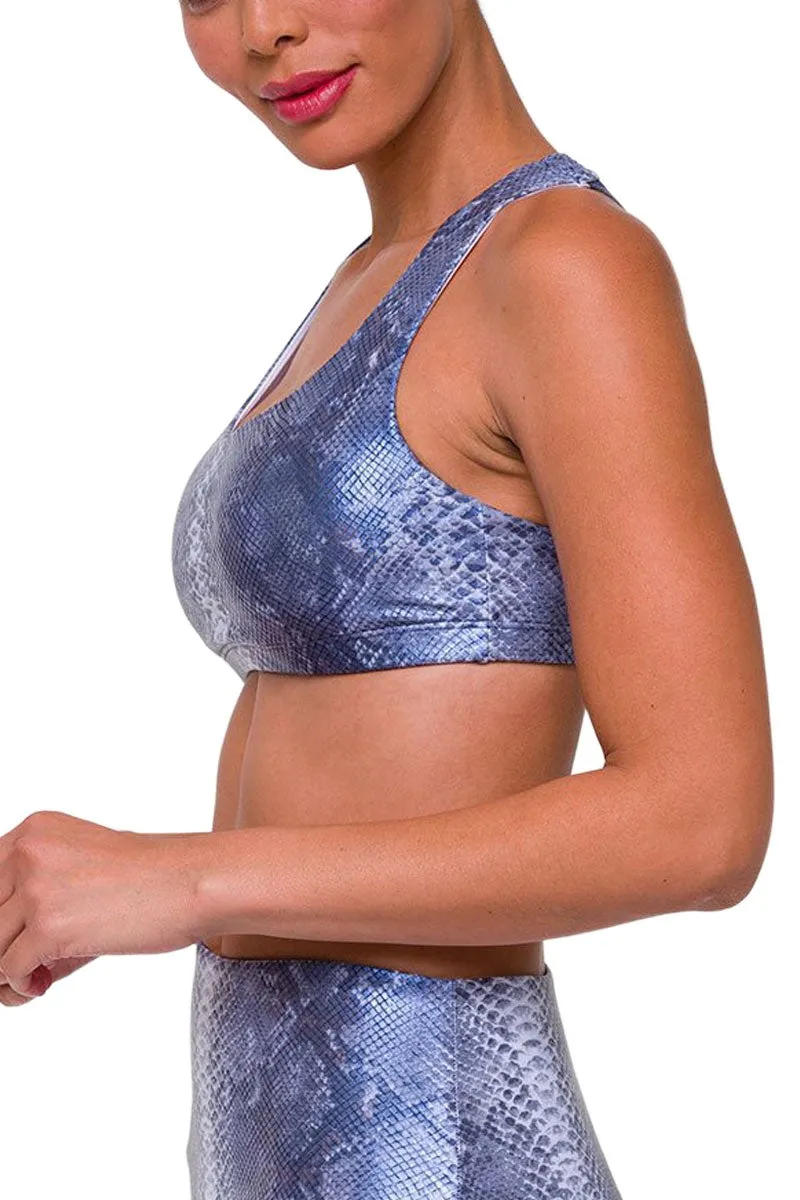 Last Chance! Onzie Hot Yoga Mudra Bra 3098 Blue Mamba Foil