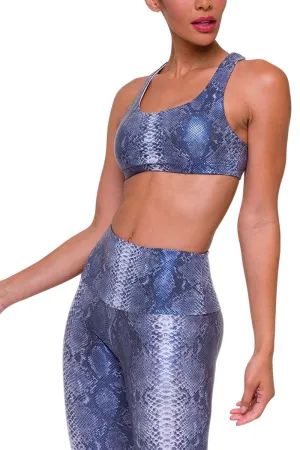 Last Chance! Onzie Hot Yoga Mudra Bra 3098 Blue Mamba Foil