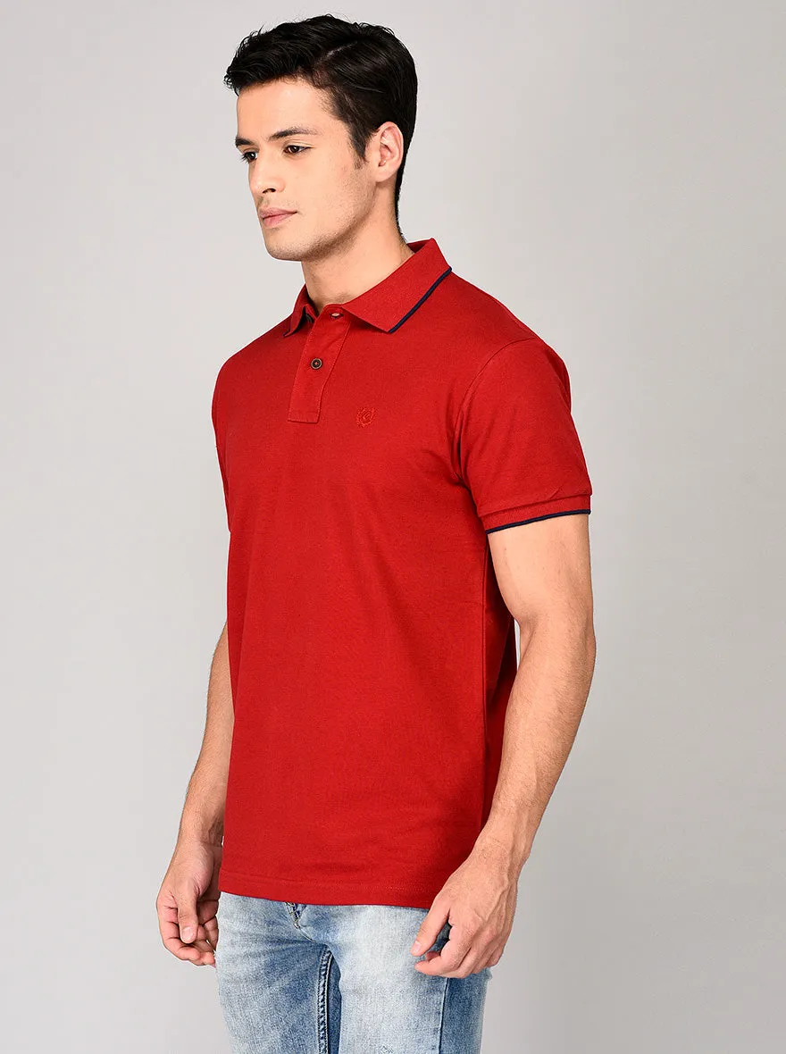 Maroon Slim Fit Polo T-shirt | Greenfibre