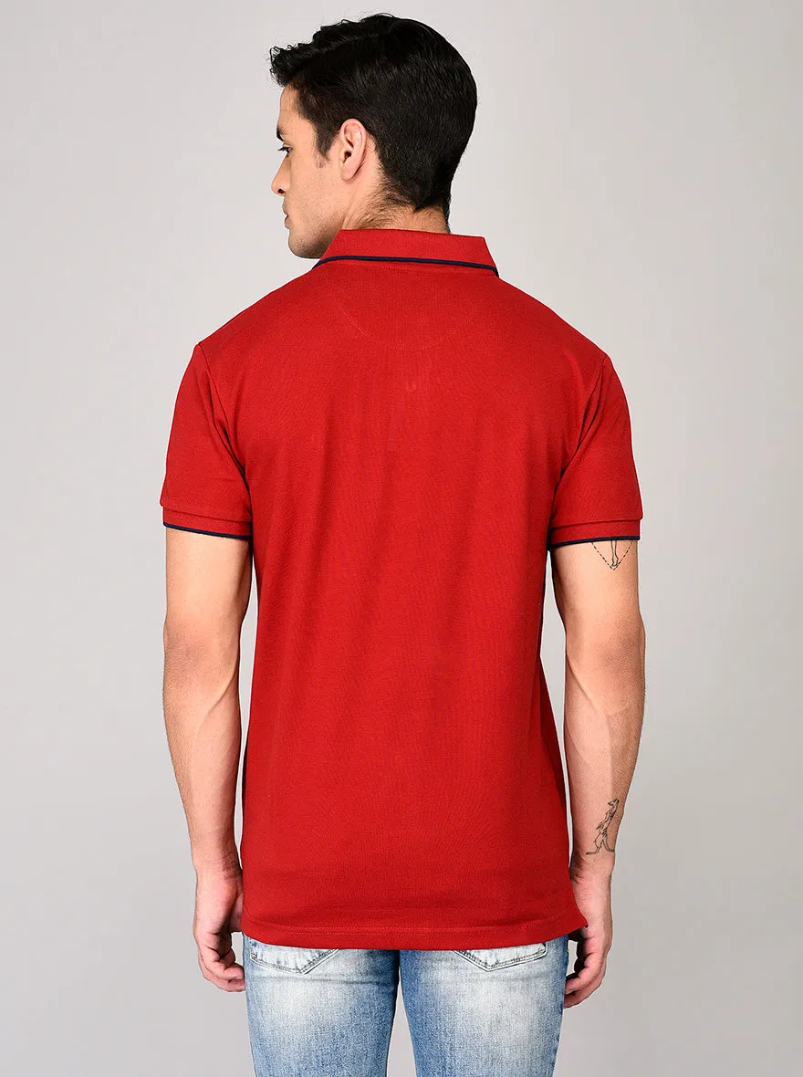 Maroon Slim Fit Polo T-shirt | Greenfibre