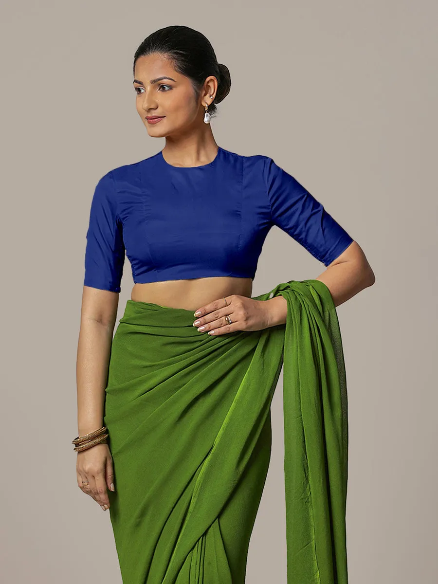 Myra x Rozaana | Cobalt Blue Backless Saree Blouse w/ FlexiFit™