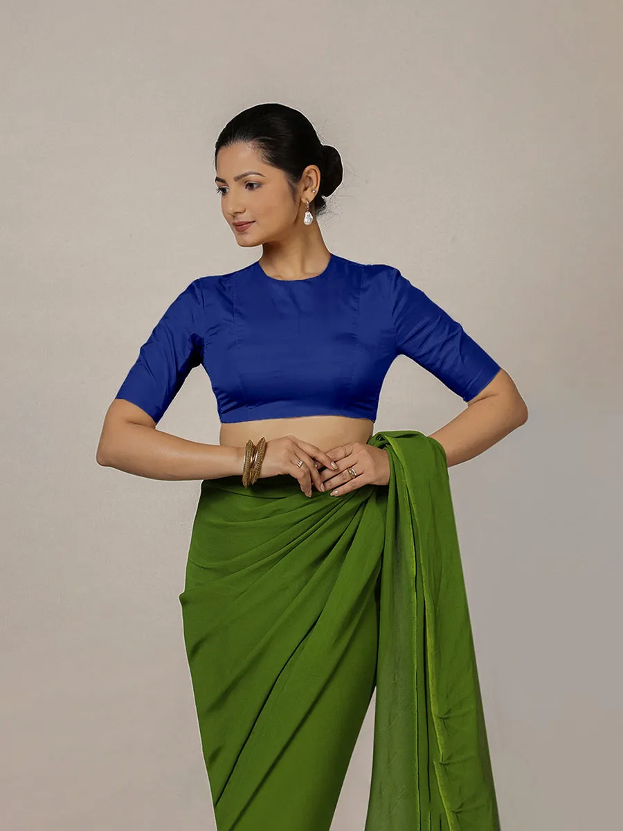 Myra x Rozaana | Cobalt Blue Backless Saree Blouse w/ FlexiFit™