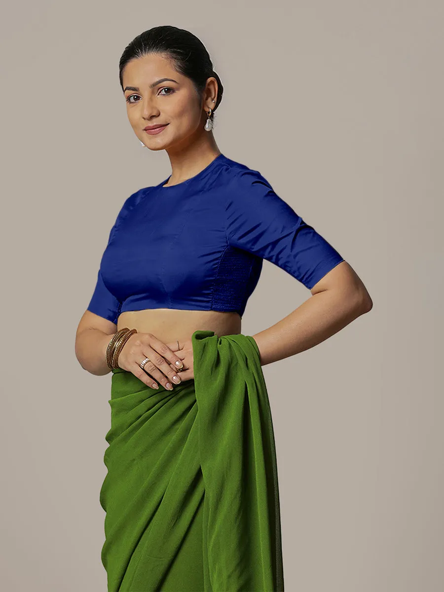 Myra x Rozaana | Cobalt Blue Backless Saree Blouse w/ FlexiFit™