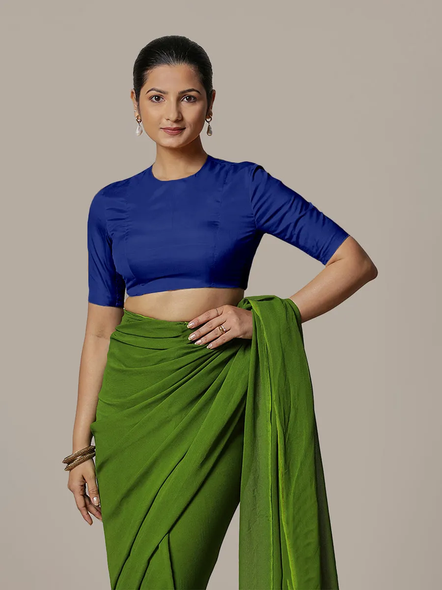 Myra x Rozaana | Cobalt Blue Backless Saree Blouse w/ FlexiFit™