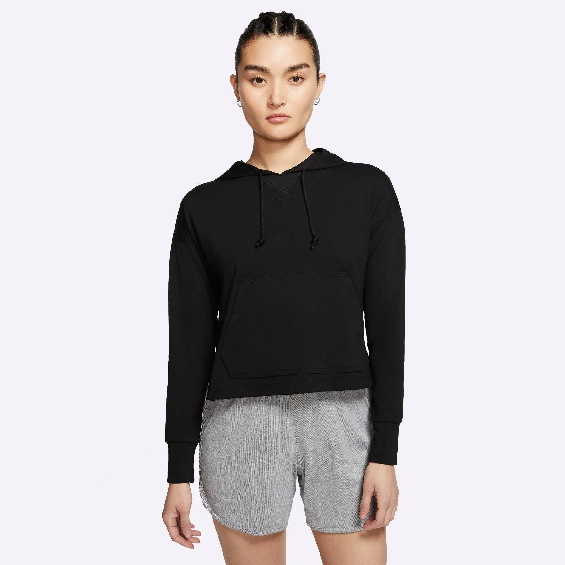 Nike - Yoga Women's Cropped Hoodie - BLACK/DARK SMOKE GREY