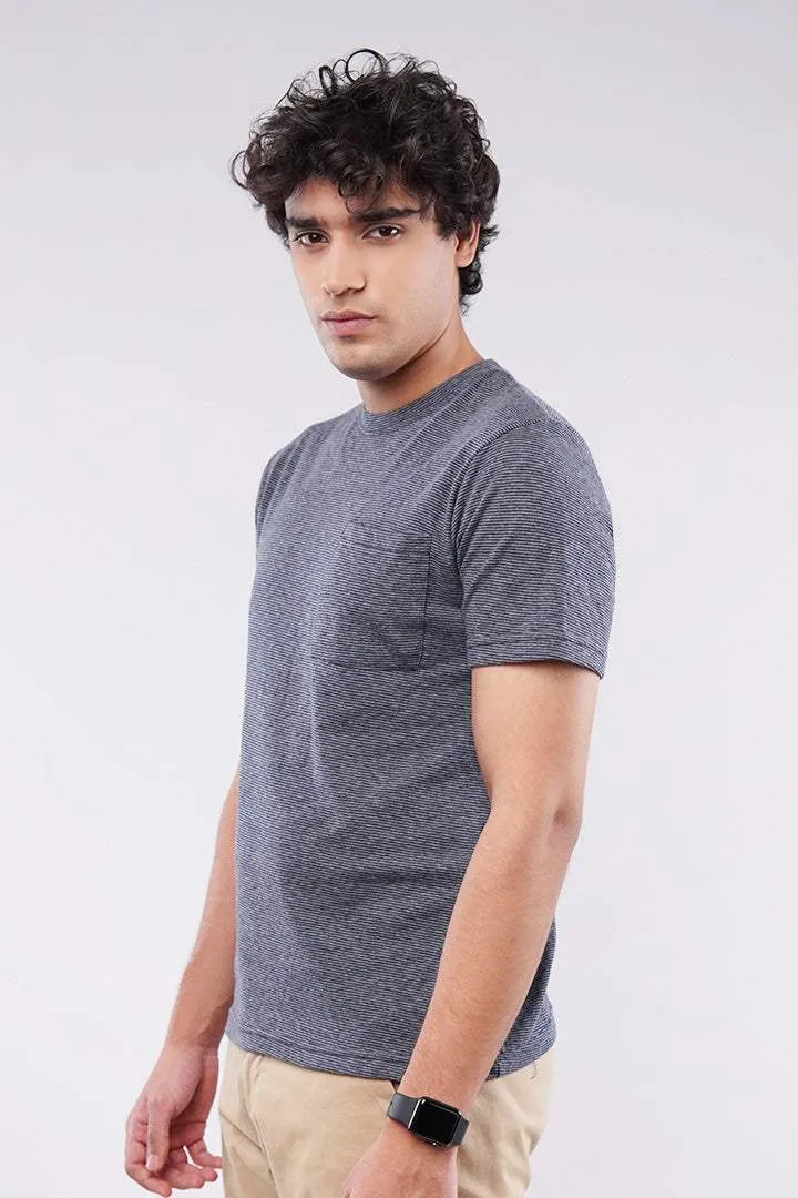 Striped Pocket T-Shirt - Grey