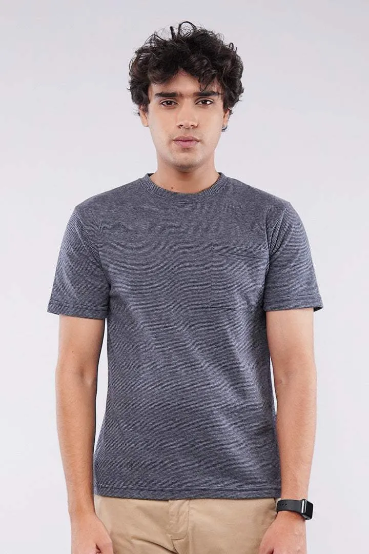 Striped Pocket T-Shirt - Grey