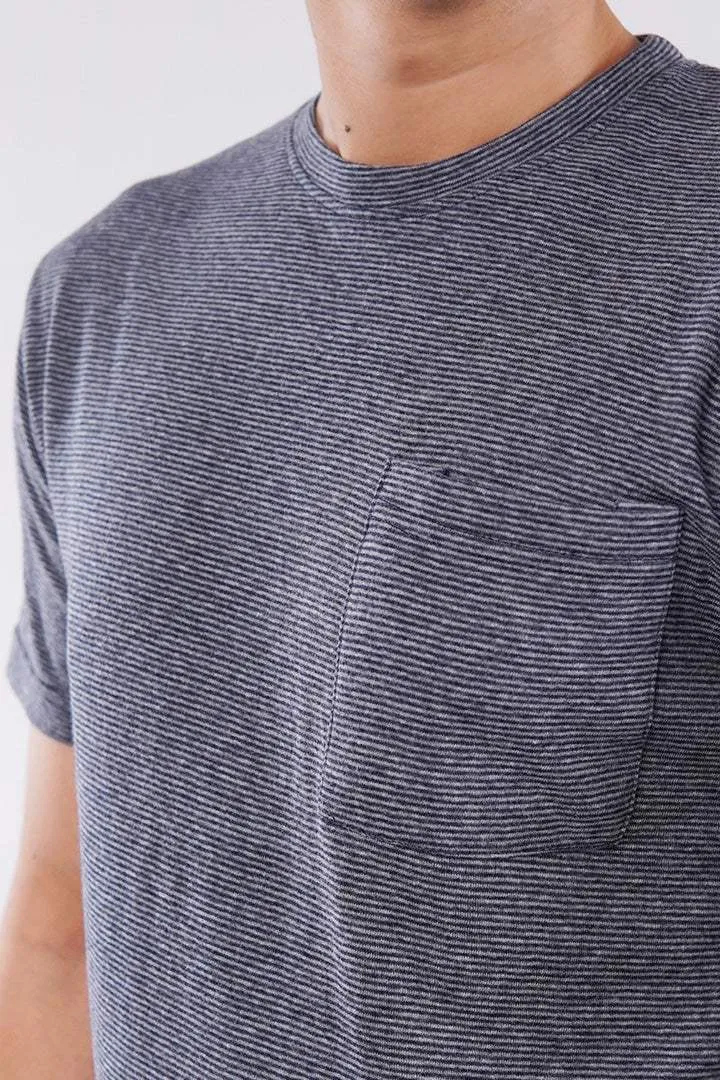 Striped Pocket T-Shirt - Grey