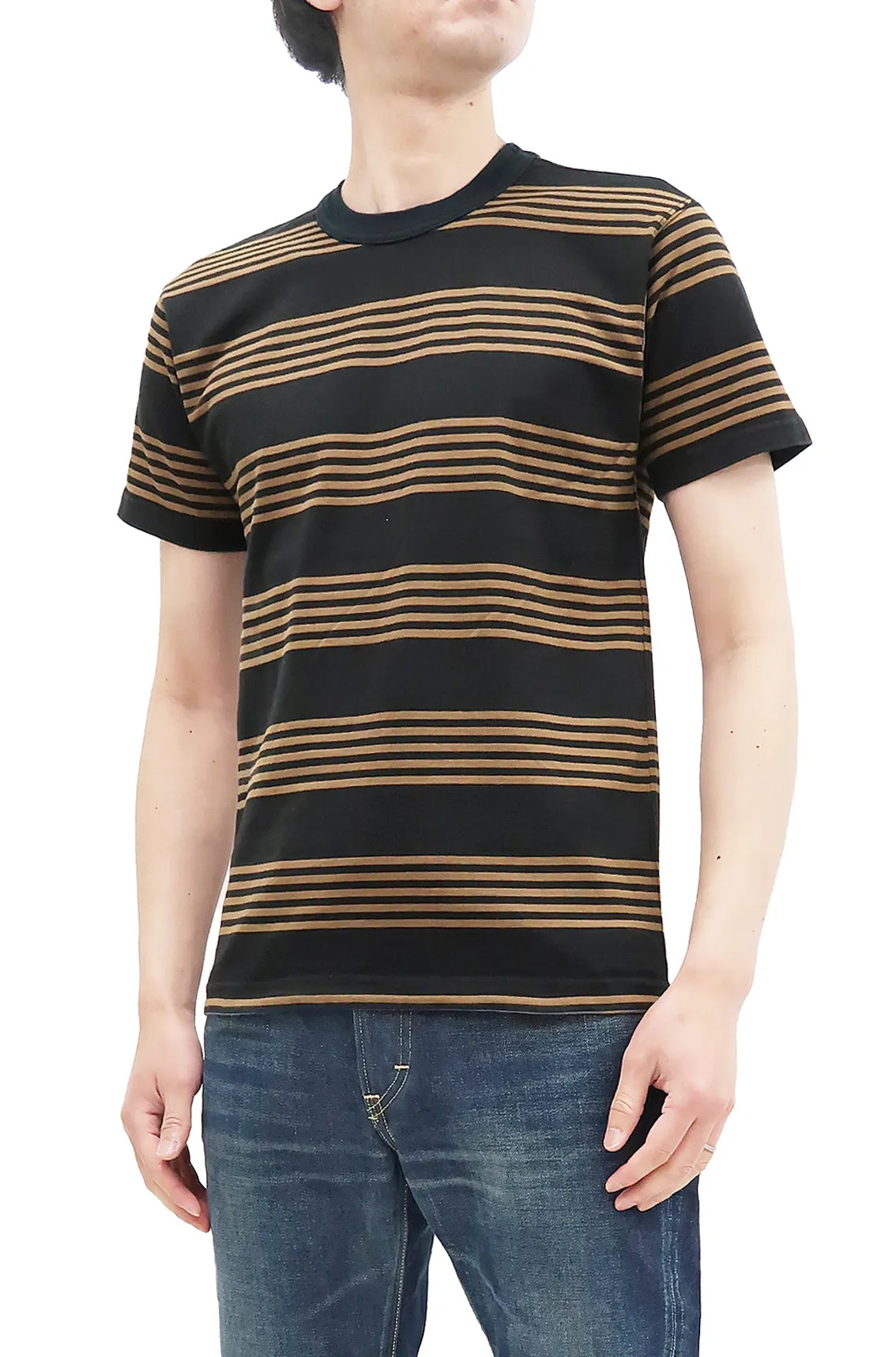 TOYS McCOY Striped T-Shirt Men's Steve McQueen Short Sleeve Stripe Tee TMC2342 051 Coyote-Brown/Black