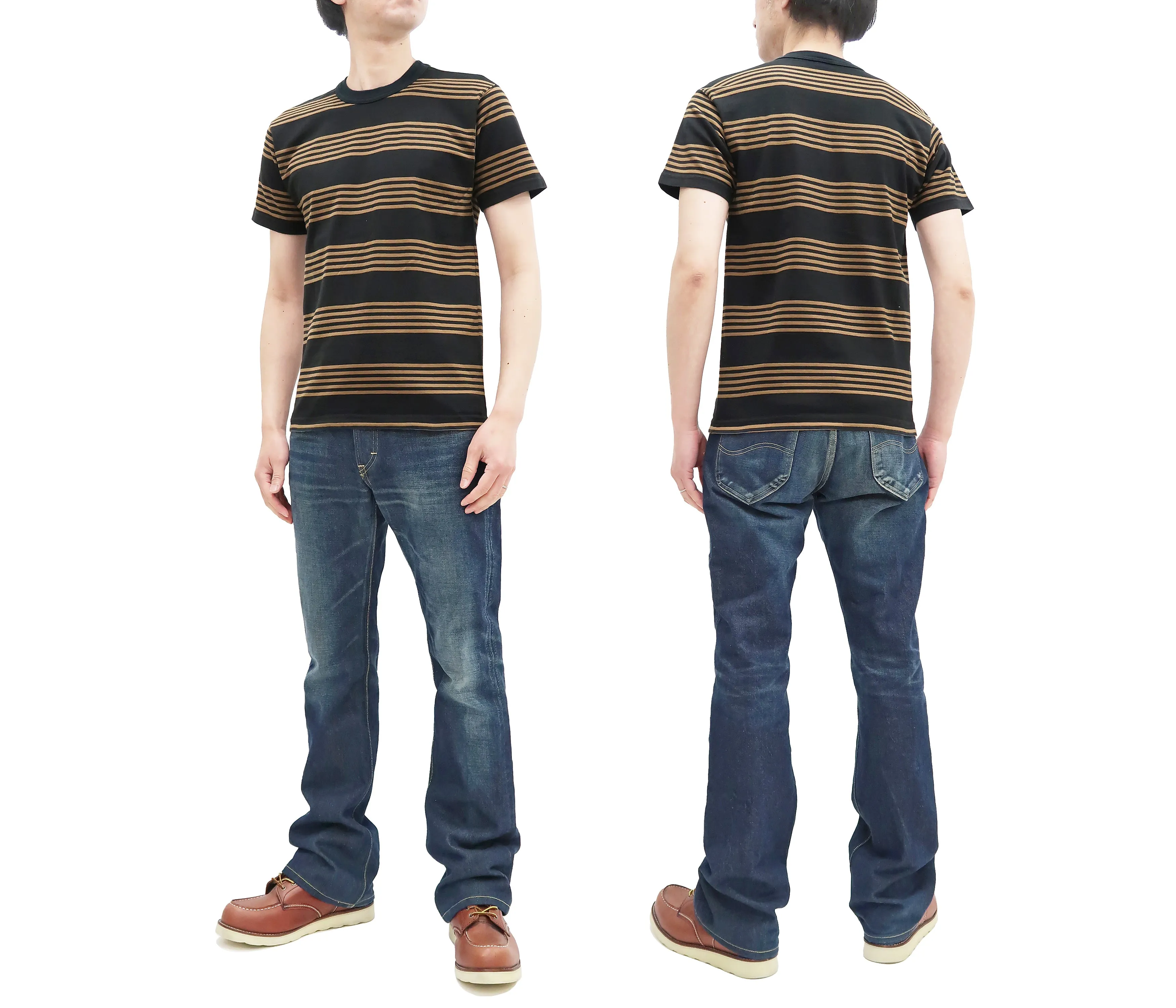 TOYS McCOY Striped T-Shirt Men's Steve McQueen Short Sleeve Stripe Tee TMC2342 051 Coyote-Brown/Black