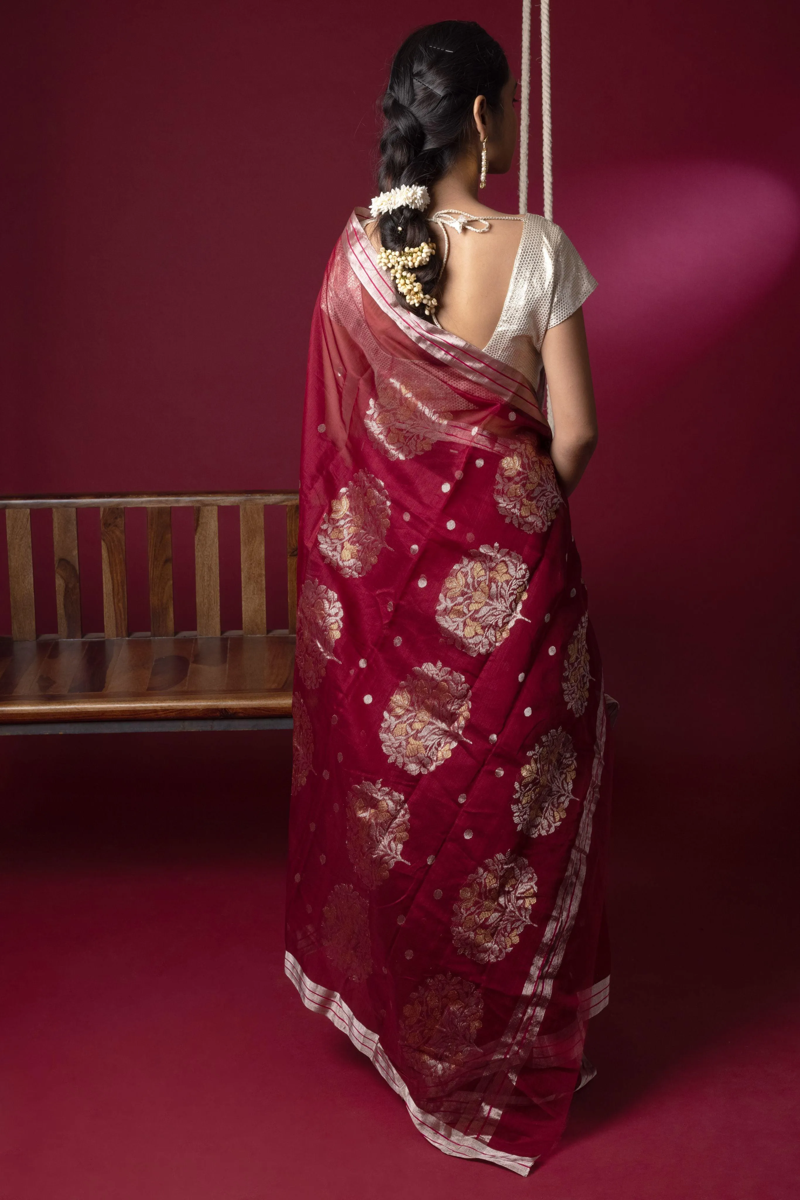 Utsav- Ruby silk cotton Chanderi saree