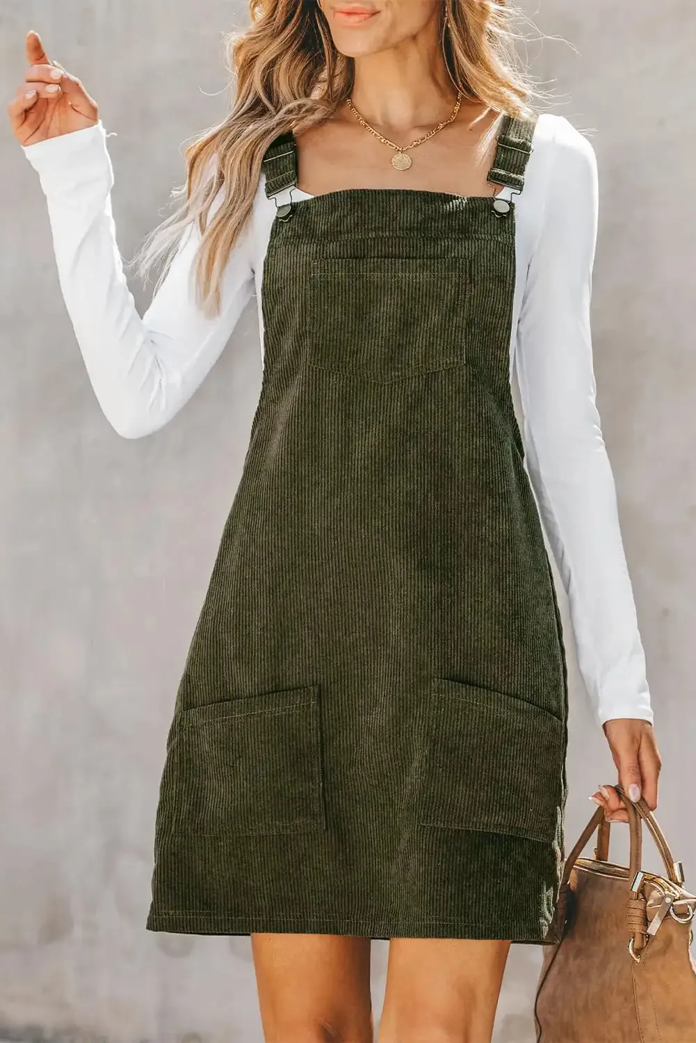 Vineyard Green Corduroy Overall Dress