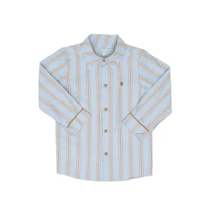 William Blue and Brown Striped Oxford Shirt