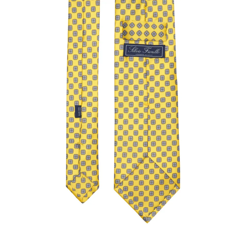 Yellow Classic Motif Silk Tie