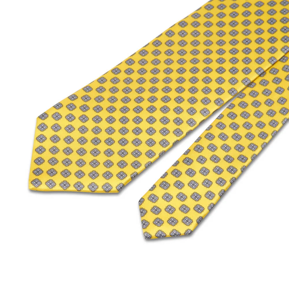 Yellow Classic Motif Silk Tie